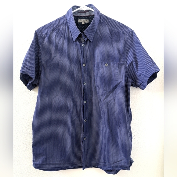 Ted Baker Spy Eye Shirt Button Front Casual Blue Gray Size 4 - Picture 1 of 5
